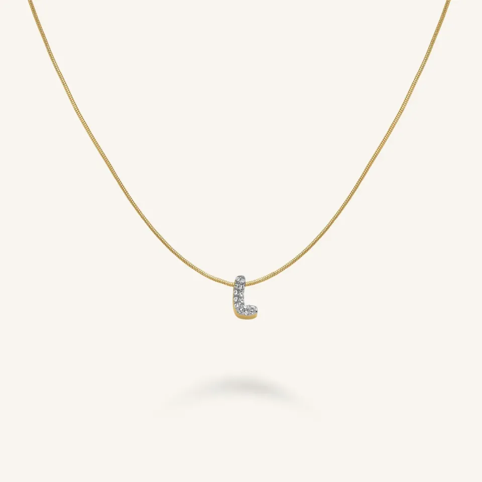 Rosefield Crystal Letter L halskjede gull 42–46 cm