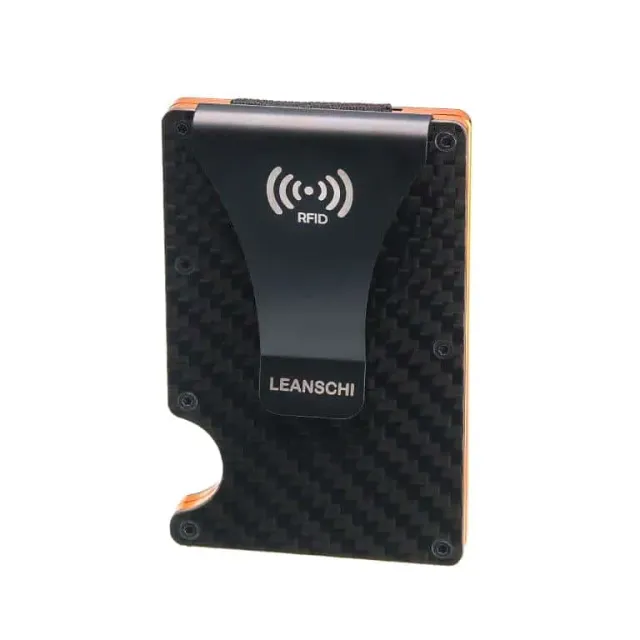 Leanschi Tech-Wallet svart karbonfiber og oransje fôr