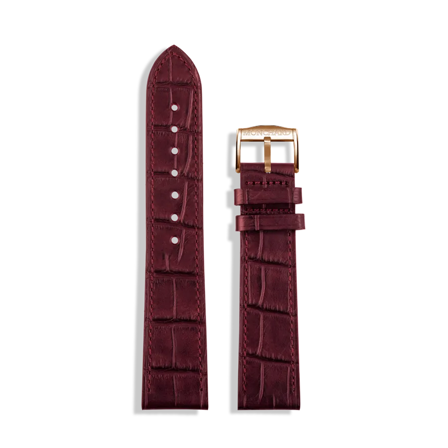 MonChard Croco Burgundy klokkerem 18 mm burgunder kalveskinn