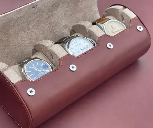 Perfekt Ur Luksur Trippel klokkerull i skinn brun/beige