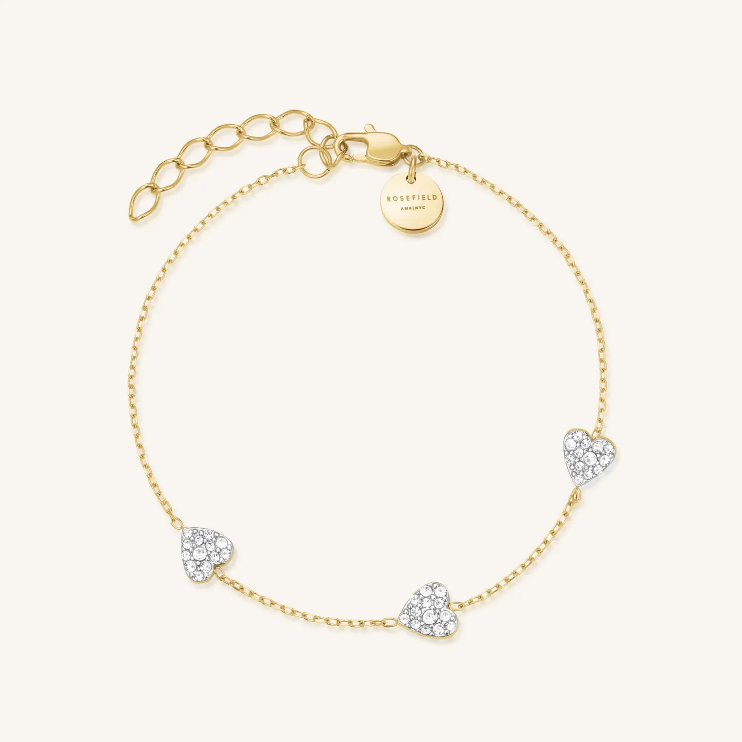 Rosefield 3 Hearts Bracelet armbånd gullbelagt