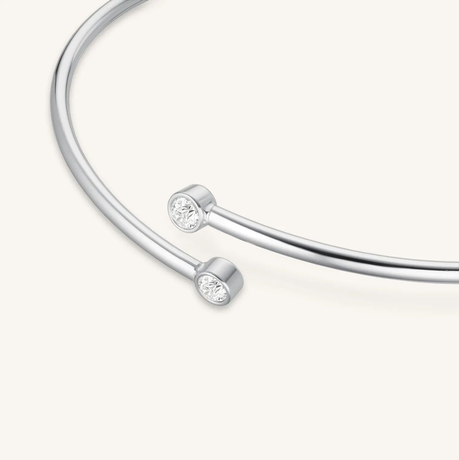 Rosefield Essentials Double Crystal Bangle armring gull og sølv