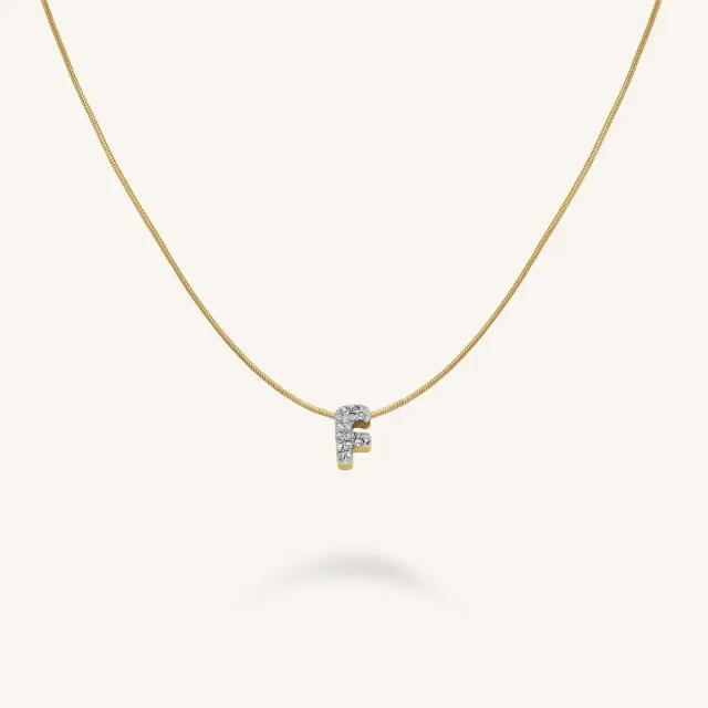 Rosefield Crystal Letter F Necklace halskjede F 42–46 cm gull