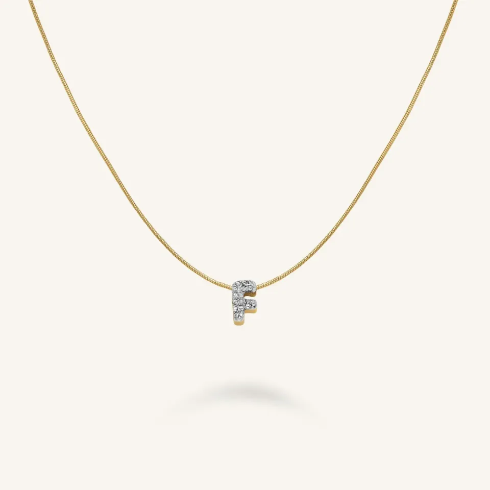 Rosefield Crystal Letter F Necklace halskjede F 42–46 cm gull