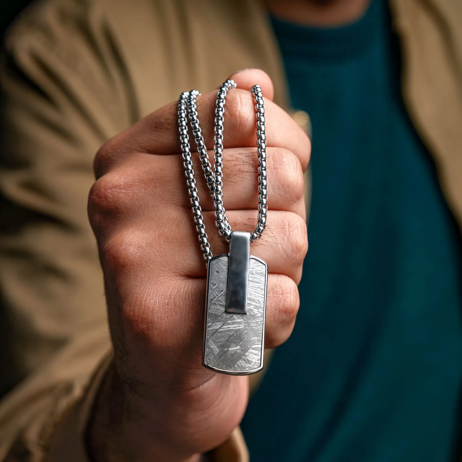 Duxot Atlantica Dog Tag anheng Grey Meteorite med meteoritt