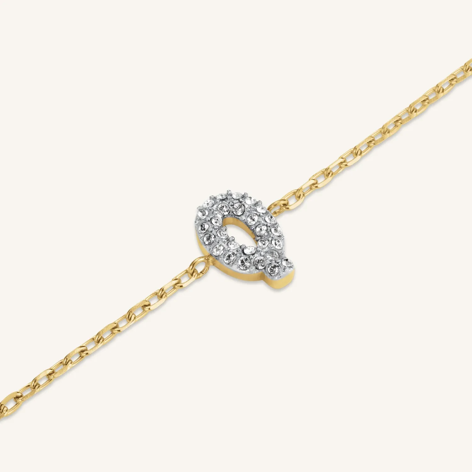 Rosefield Crystal Letter Q armbånd gull