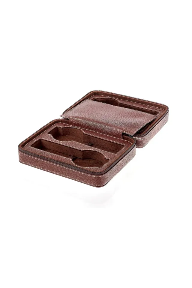 Leanschi ZIP-pouch oppbevaring for 4 klokker brun PU
