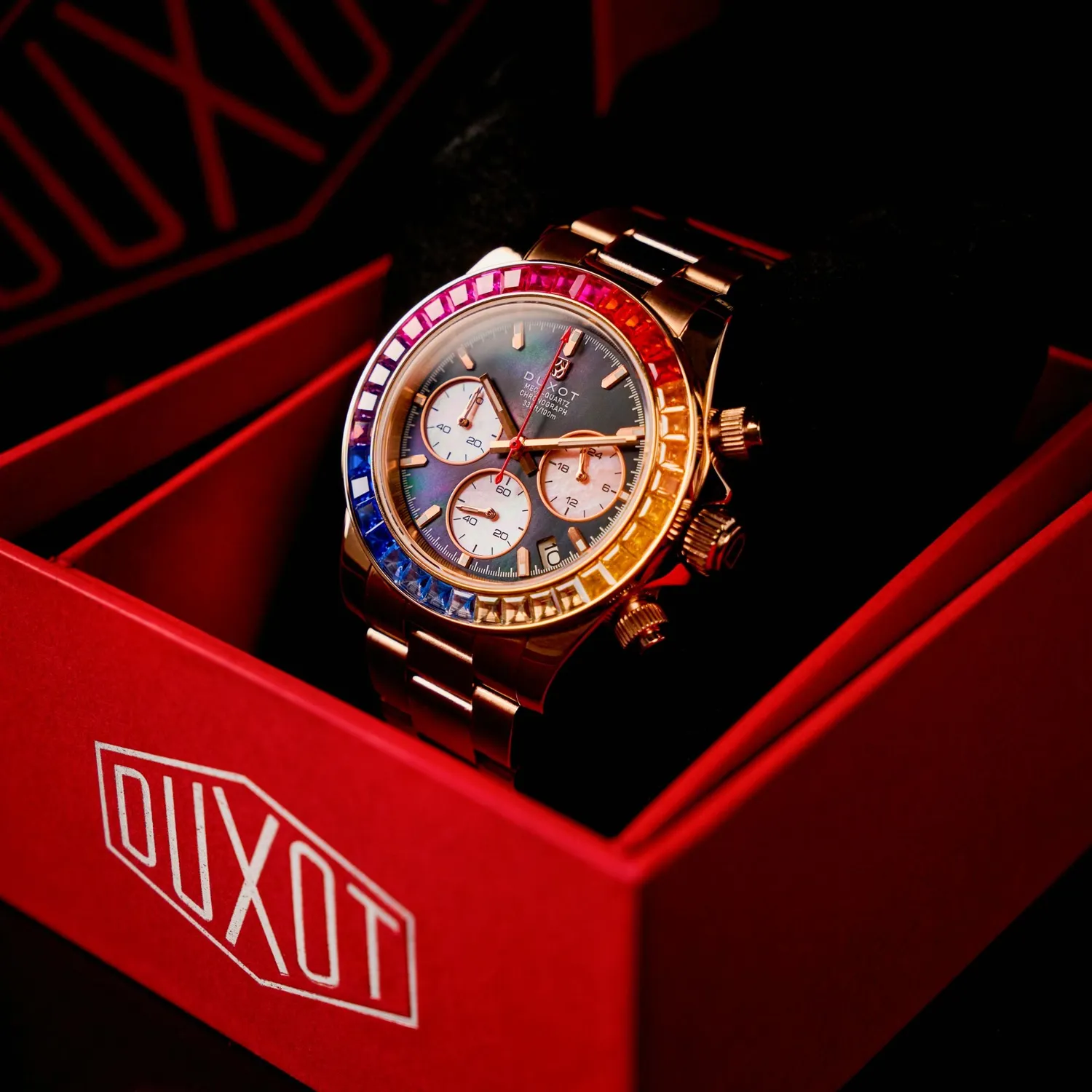 Duxot Accelero Rainbow Chronograph kronograf 40 mm perlerosa