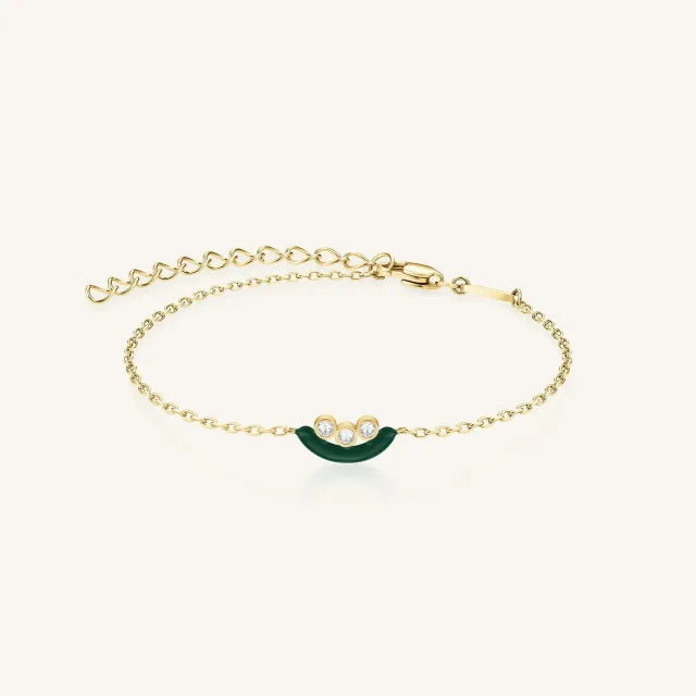 Rosefield Enamel Bracelet armbånd gull grønn justerbart