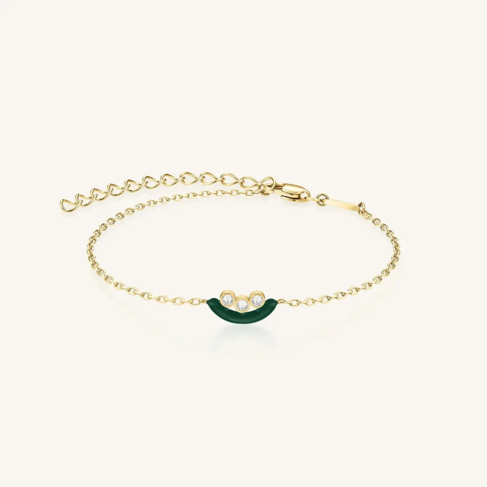 Rosefield Enamel Bracelet armbånd gull grønn justerbart