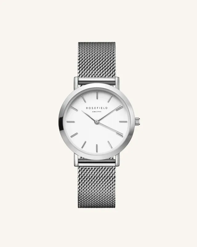 Rosefield Tribeca klokke 33 mm sølv mesh