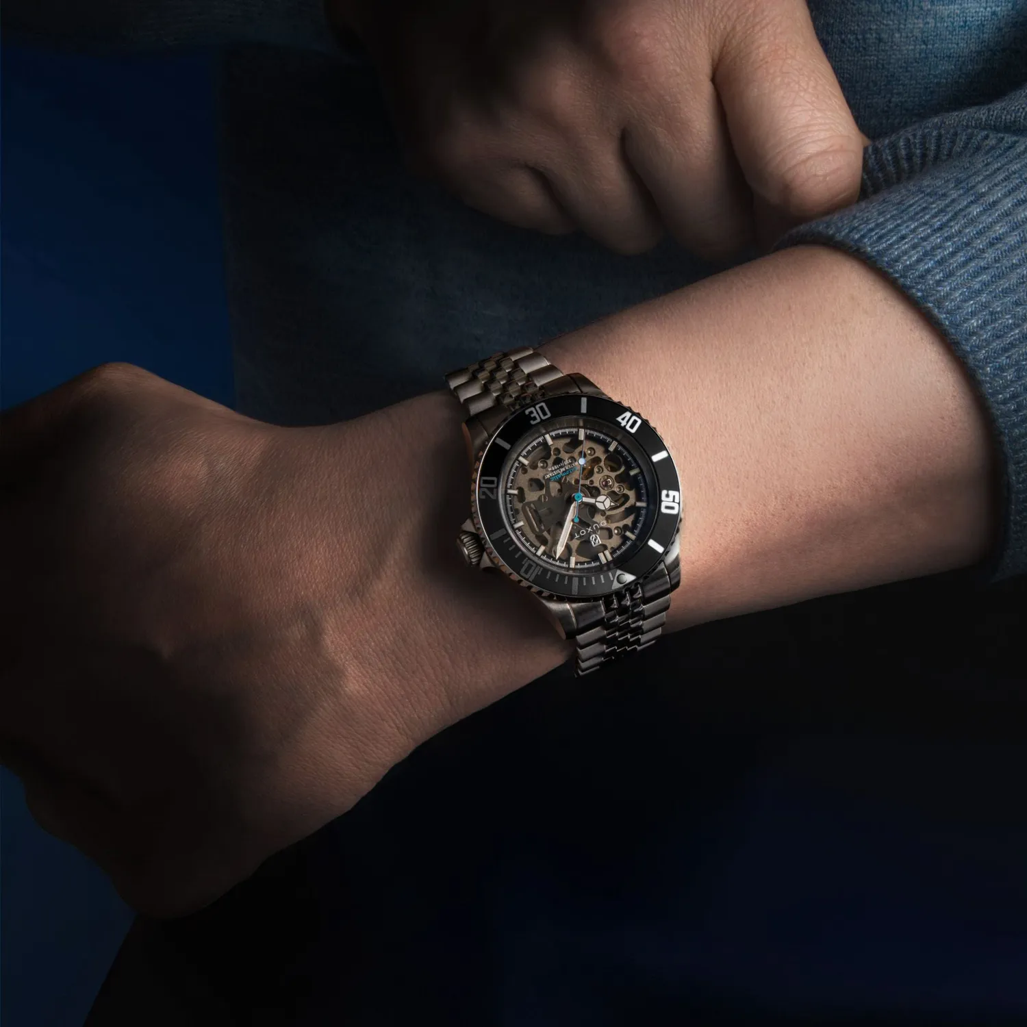 Duxot Atlantica Skeleton Diver Automatic Charcoal Black klokke 100 m