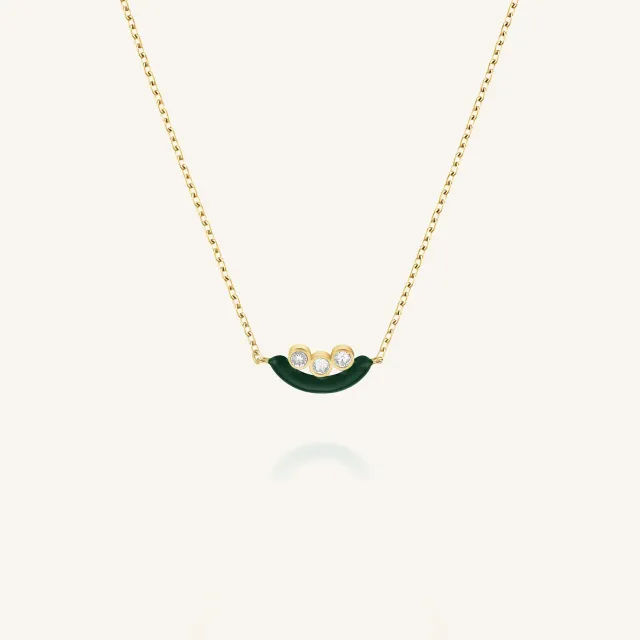 Rosefield Enamel Necklace halskjede gull grønt anheng