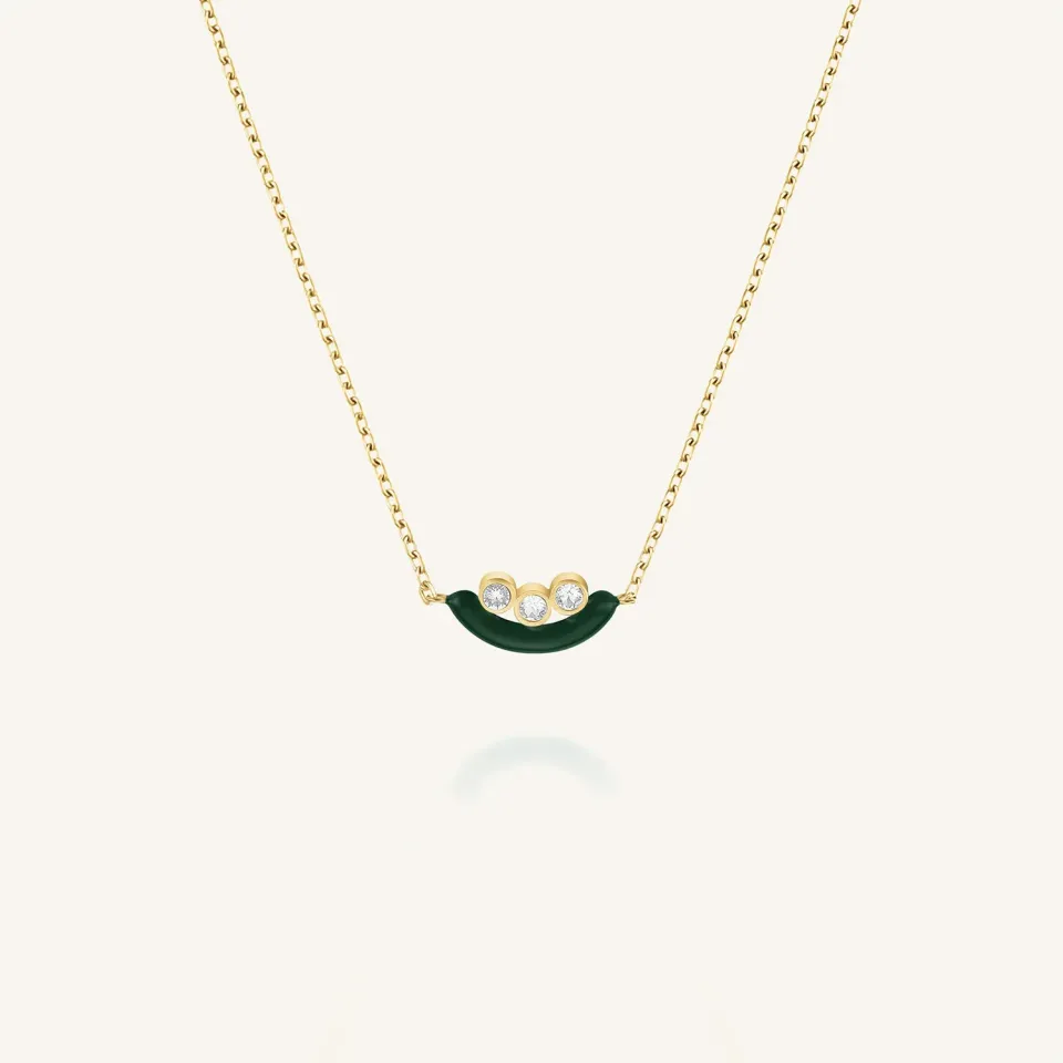 Rosefield Enamel Necklace halskjede gull grønt anheng