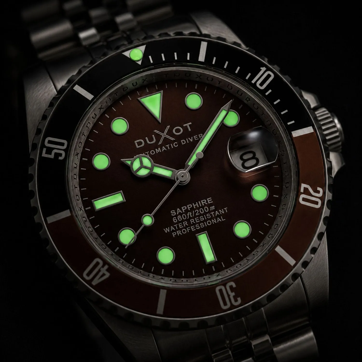 Duxot Atlantica Diver Automatic dykkerklokke brun 20 ATM
