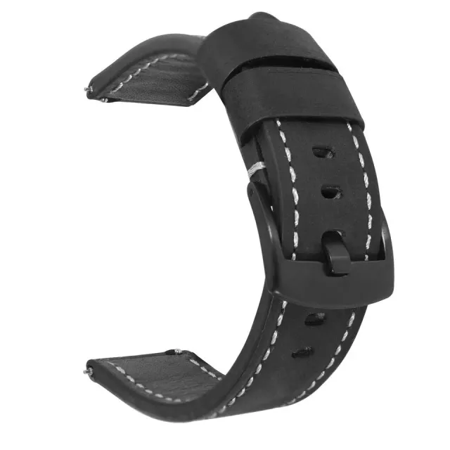 Perfekt Ur Rem Sort Hvite sting 22mm Sort C Spenne klokkerem