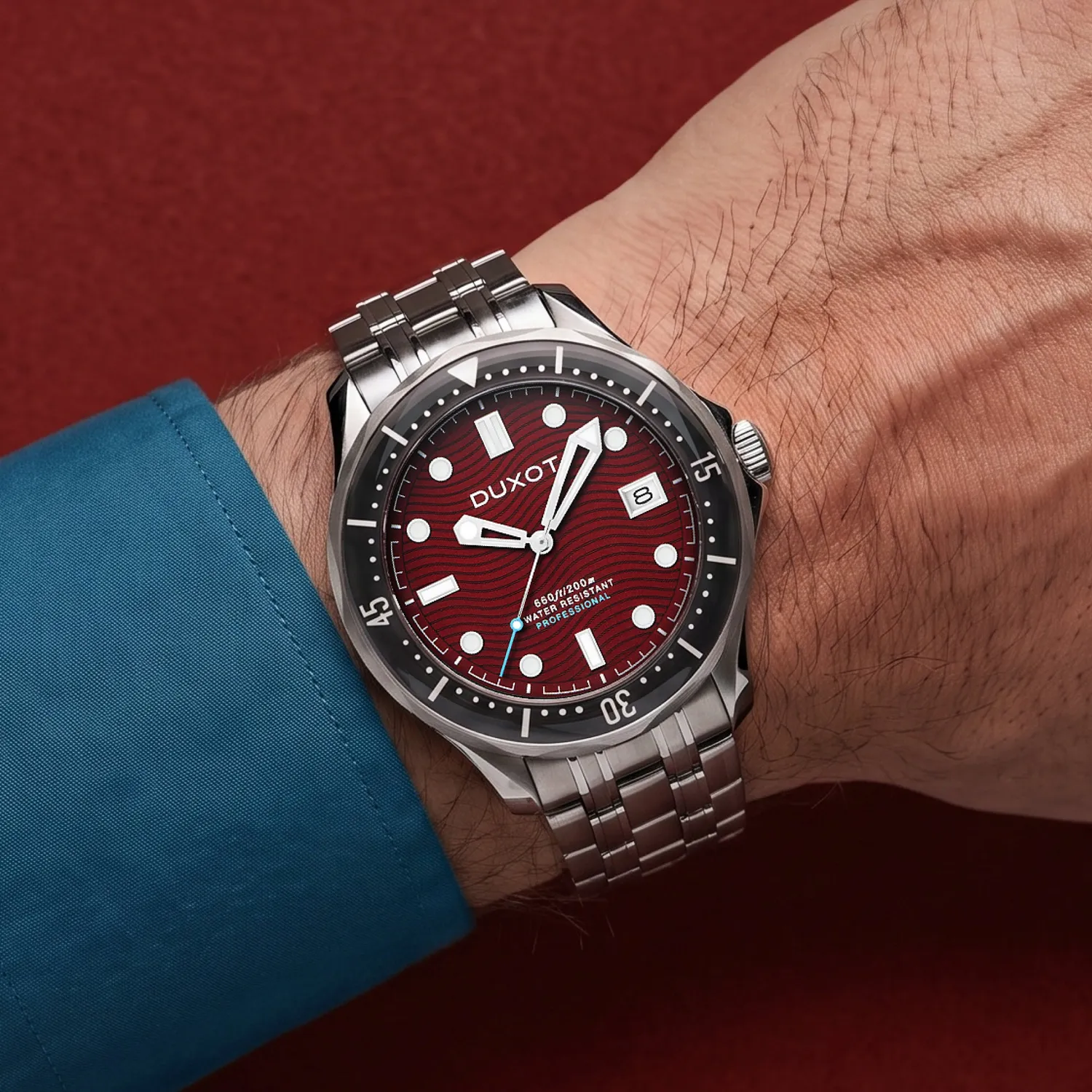 Duxot Henri Diver Automatic Maroon Red dykkerklokke