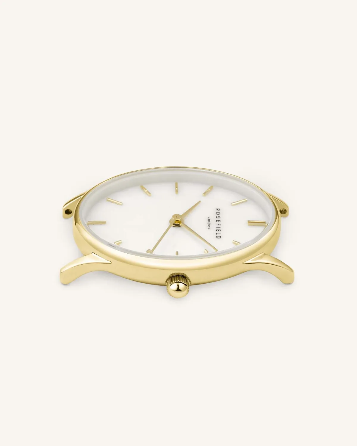 Rosefield Oval Pearl Gold Mesh klokke gull