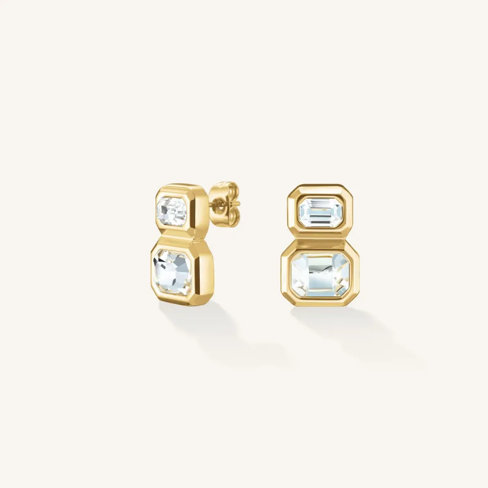 Rosefield Octagon Double Studs ørestikker gullfarget