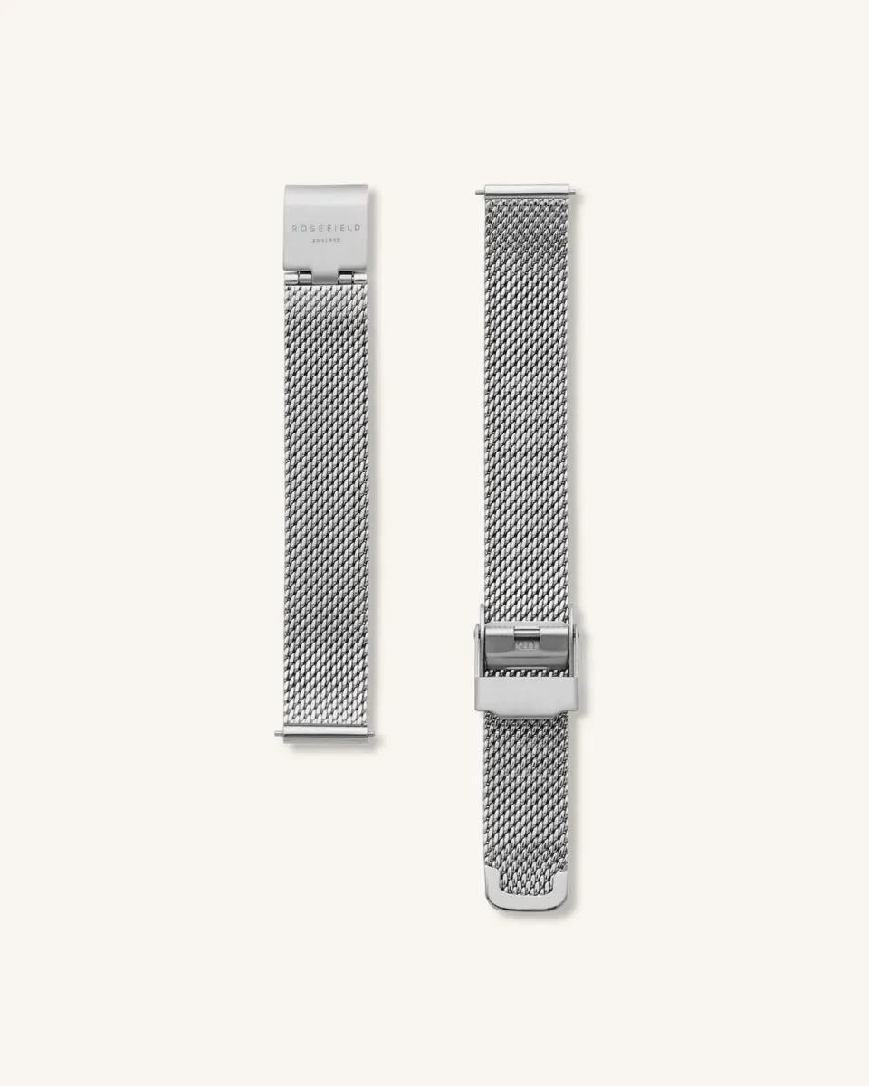 Rosefield Mesh Silver Strap klokkereim 12 mm sølv mesh
