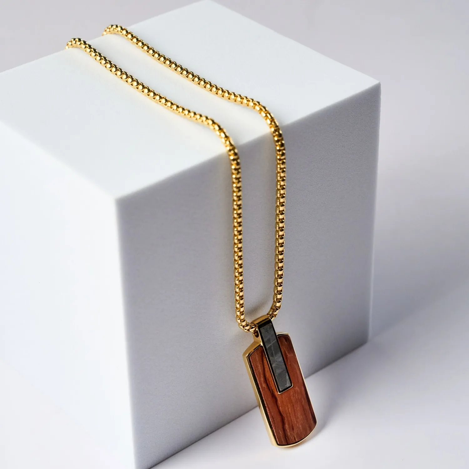 Duxot Atlantica Dog Tag anheng Wood Meteorite meteorittinnlegg