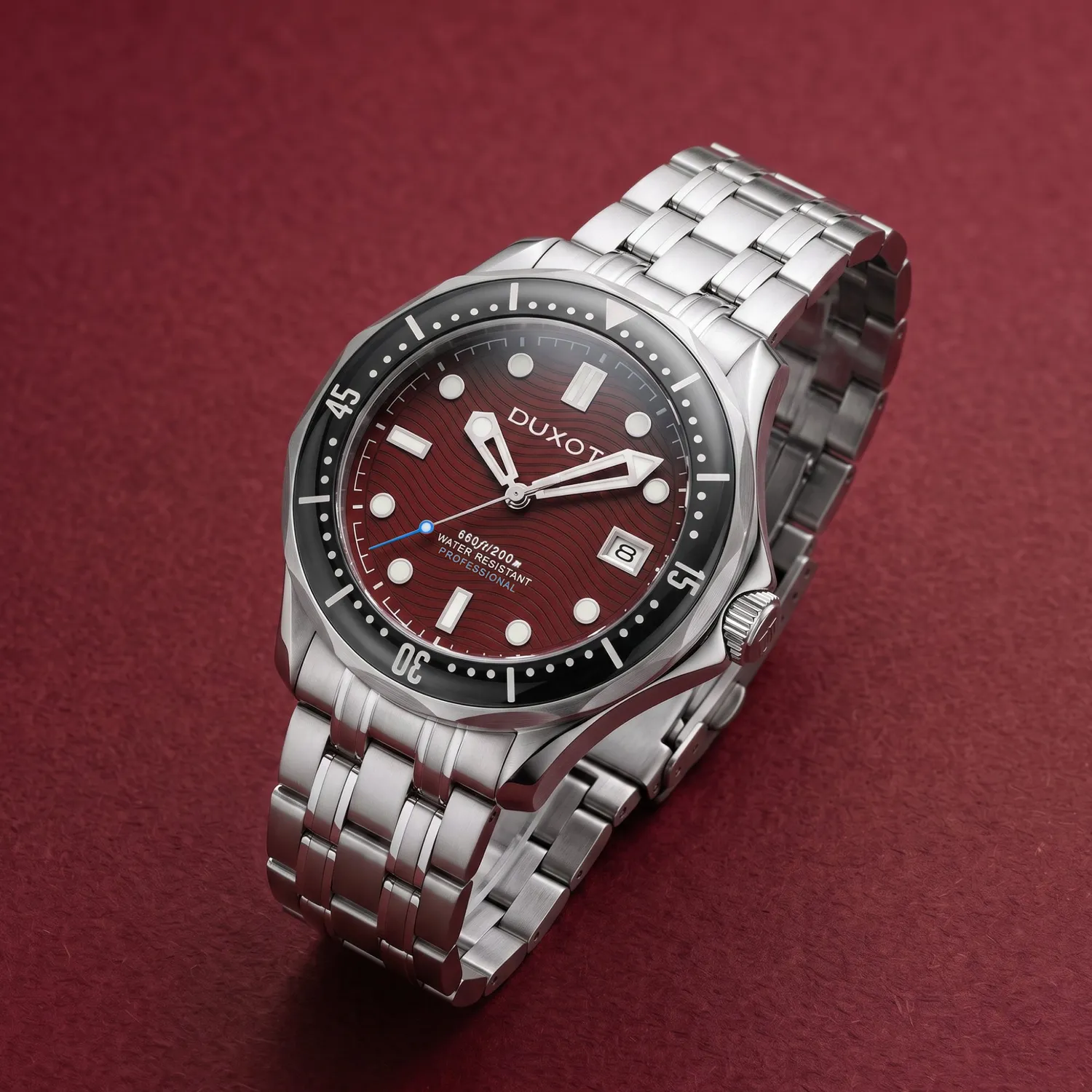 Duxot Henri Diver Automatic Maroon Red dykkerklokke