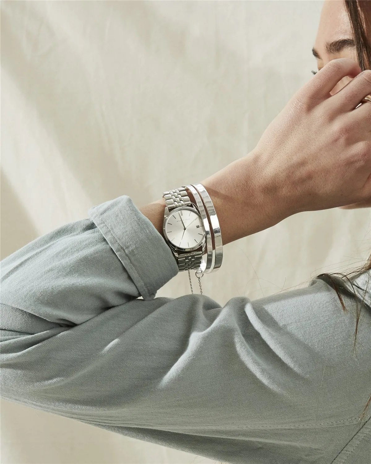 Rosefield Ace klokke 33 mm sølv med datovisning