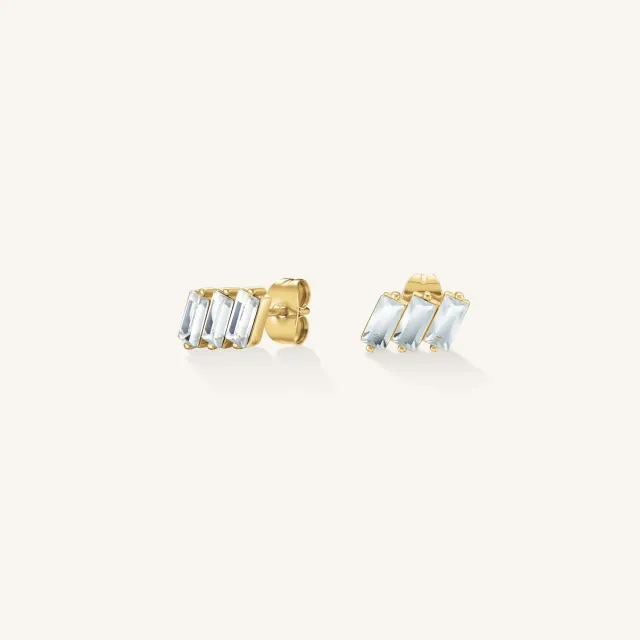Rosefield Triple Baguette Studs ørestikker gull