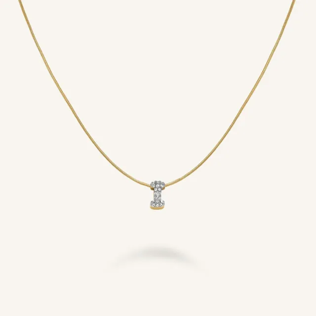 Rosefield Crystal Letter I halskjede gullfarget, justerbart
