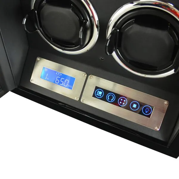 Perfekt Ur Winder for 4 klokker glossy sort brun med fjernkontroll