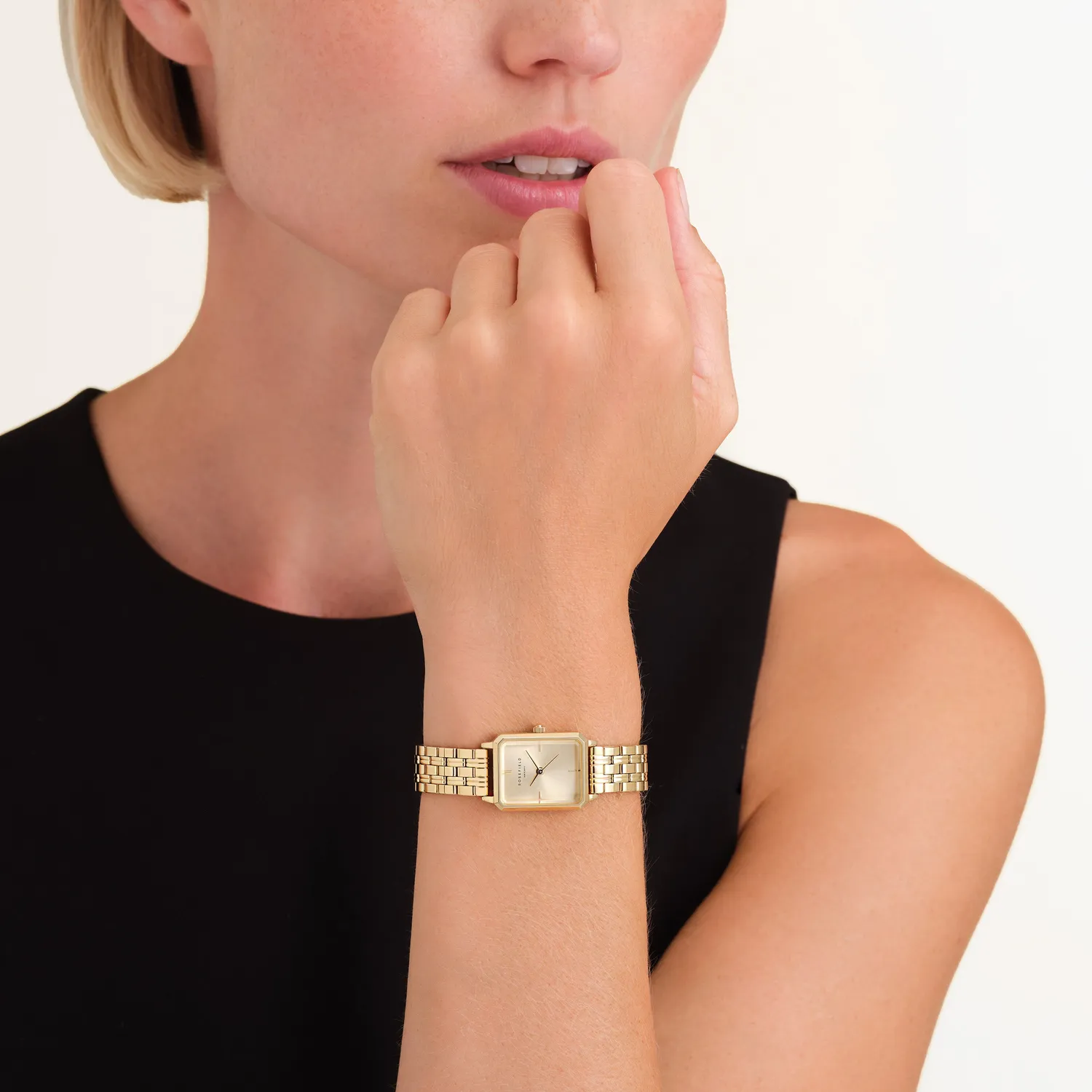 Rosefield Octagon XS Champagne klokke gull 24 mm