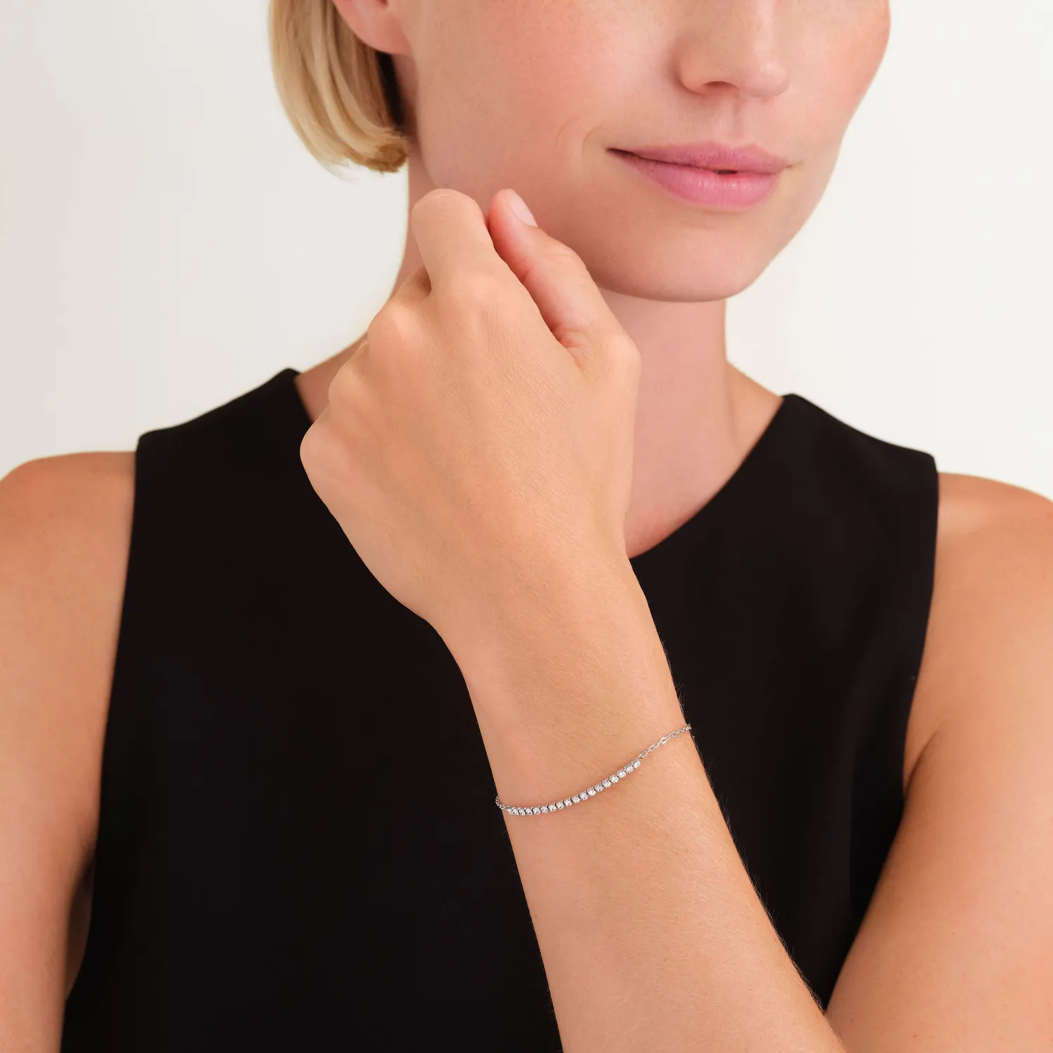 Rosefield Tennis Bracelet armbånd gull 16,5–19,5 cm krystaller