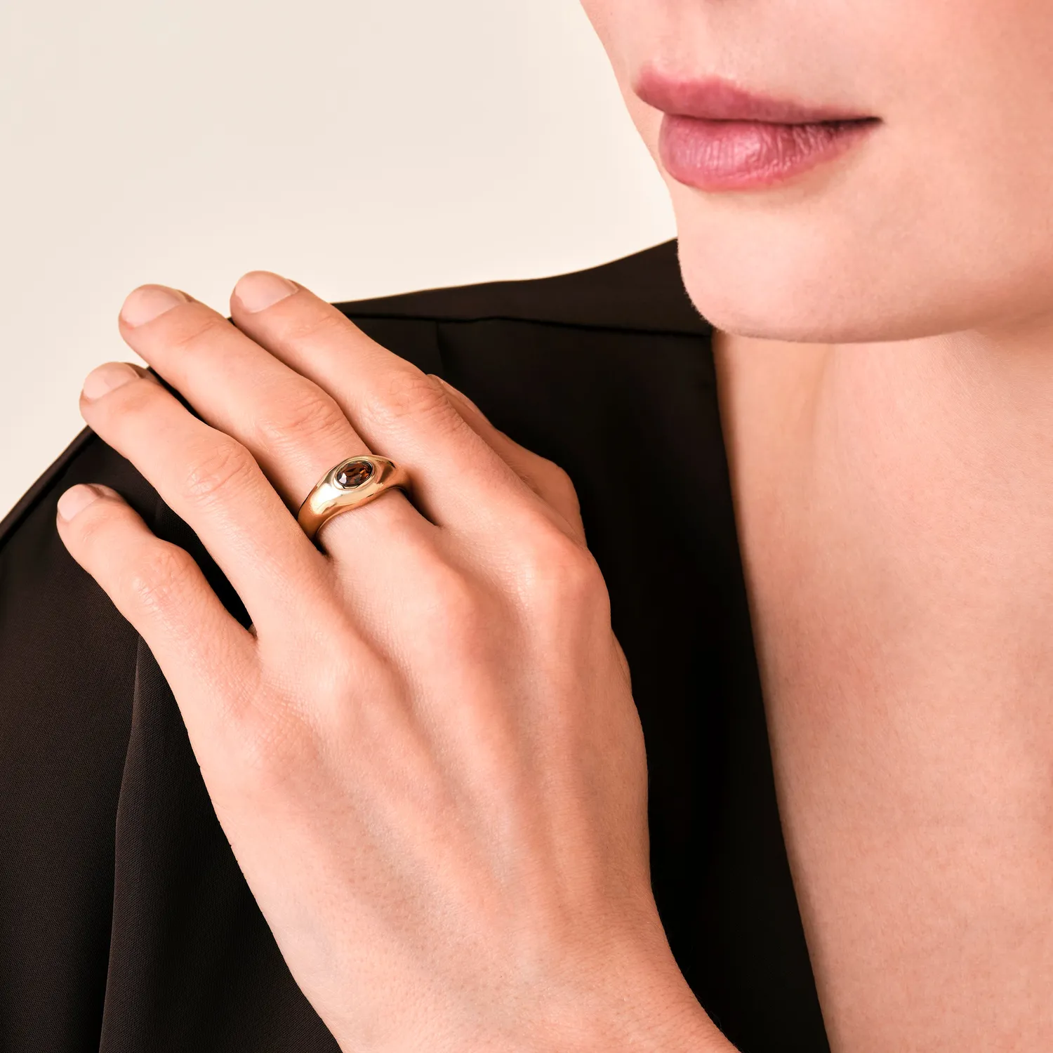 Rosefield Molten Brown Ring ring gull brun størrelse 52