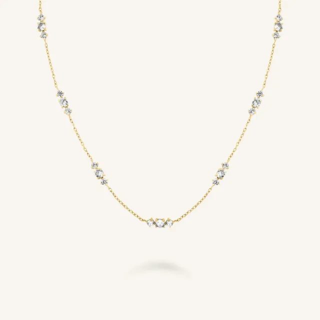 Rosefield Triple Stones halskjede gull