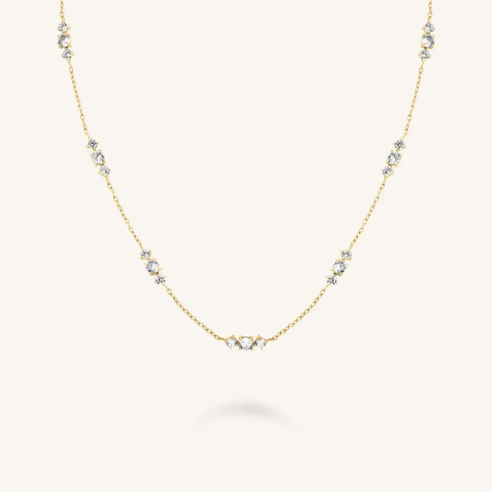 Rosefield Triple Stones halskjede gull