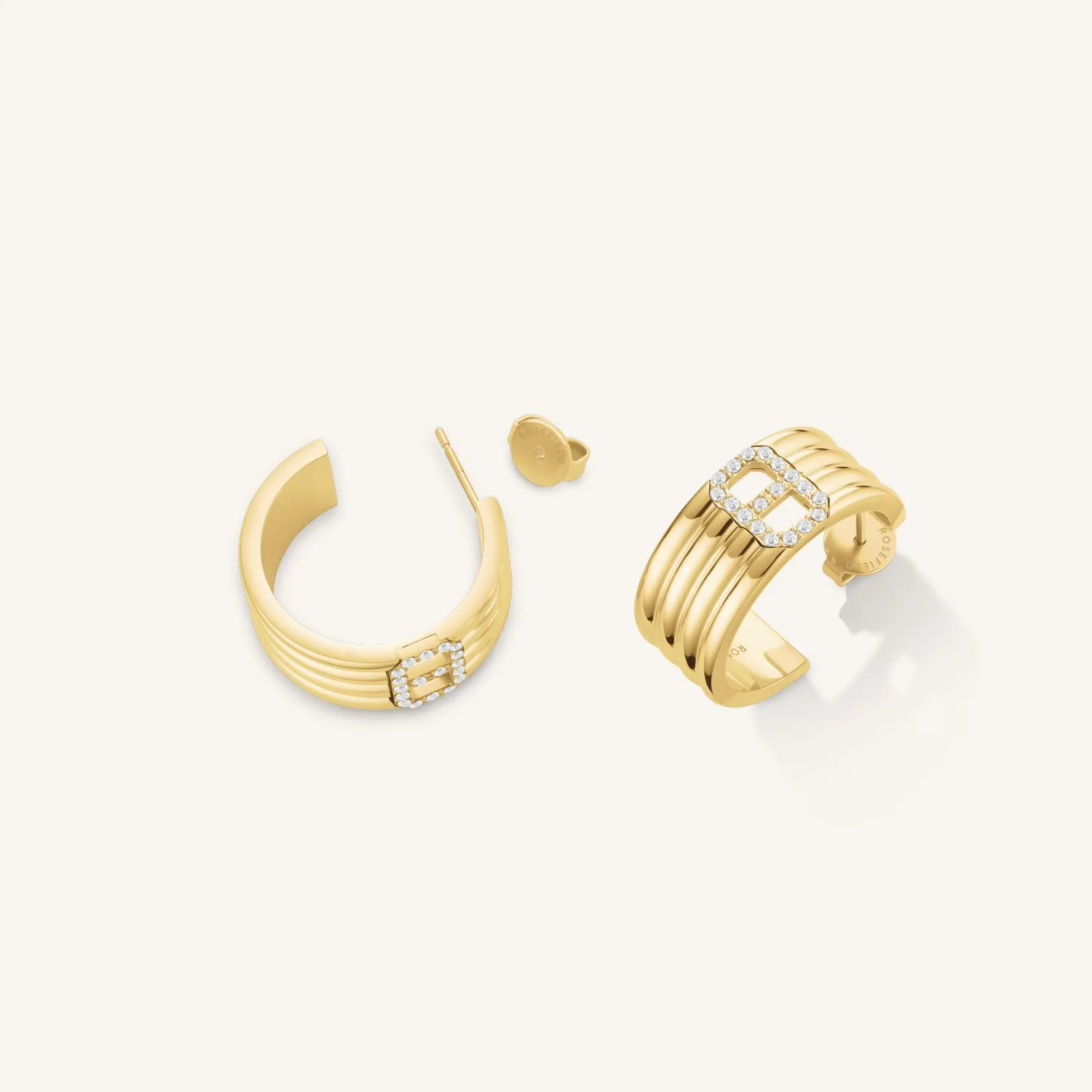Rosefield Fine Octagon Hoops øreringer gullbelagt stål 0,96 cm