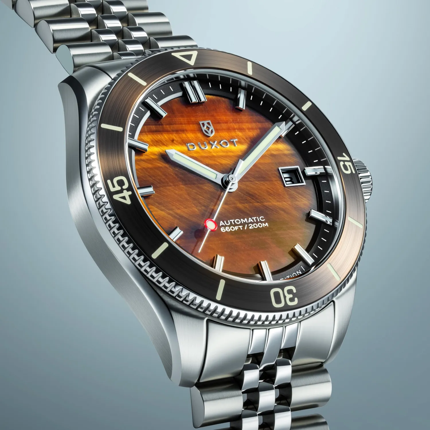 Duxot Pacifico Tiger Eye automatisk klokke steinskive