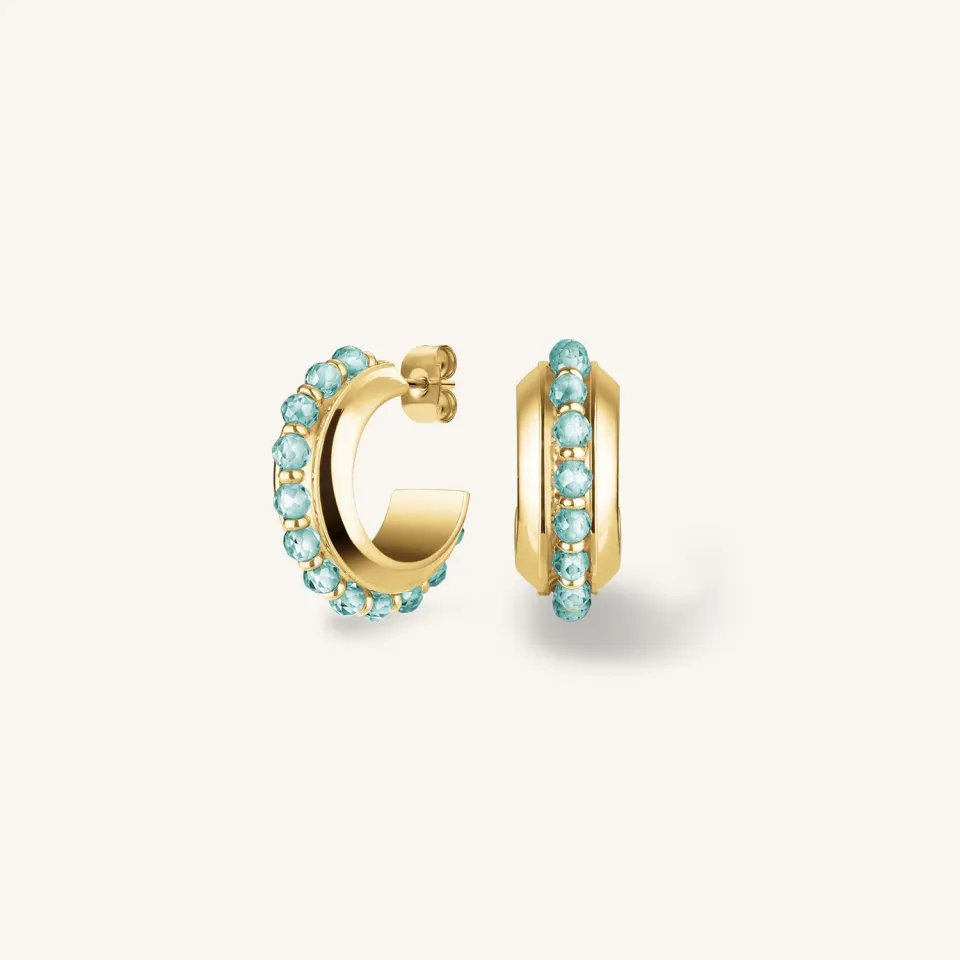 Rosefield Essentials Beads Hoop Blue øredobber gull med blå perle