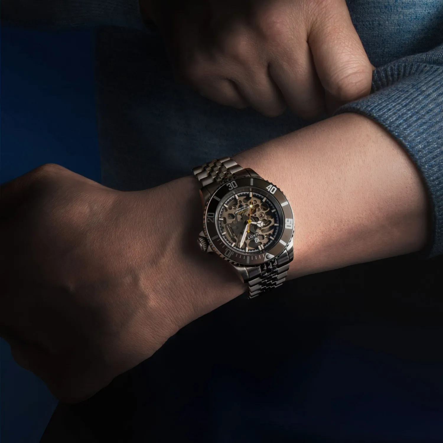 Duxot Atlantica Burnt Almond skeleton dykkerklokke automatisk 100 m