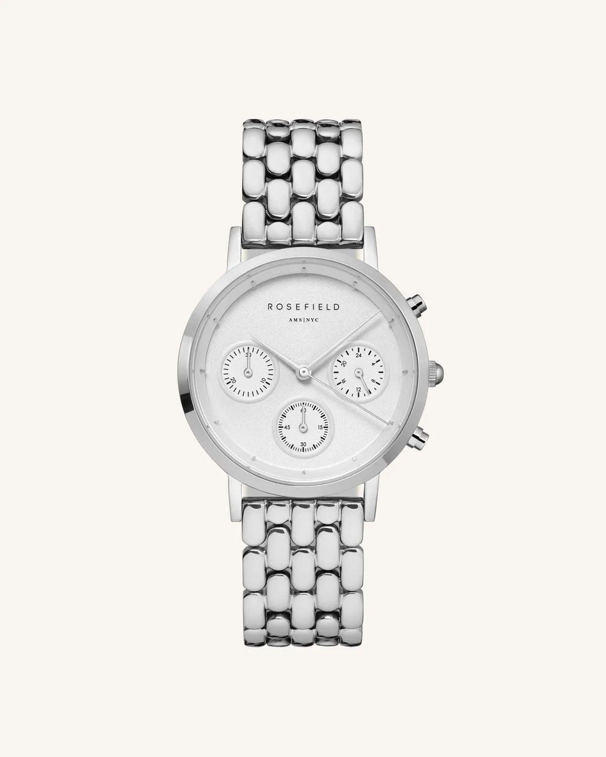 Rosefield Silver Strap klokkerem sølv 16 mm rustfritt stål