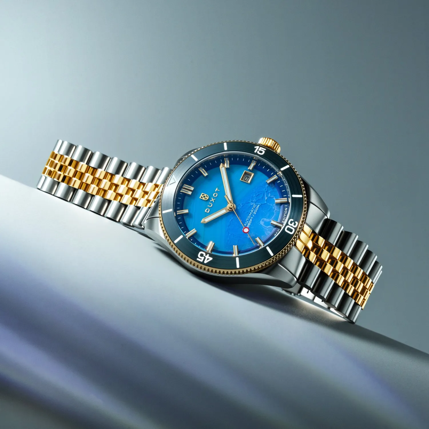 Duxot Pacifico Blue Jasper automatklokke blå jaspis