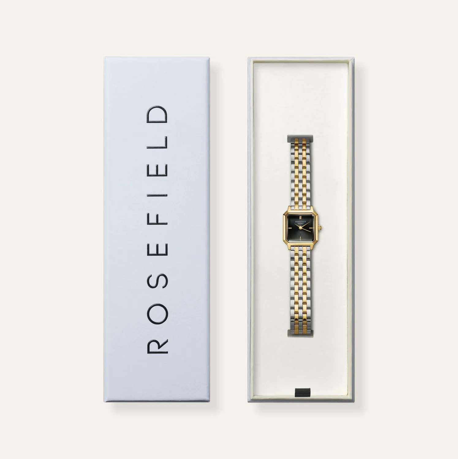 Rosefield Boxelle Black Duotone klokke 19,5 mm