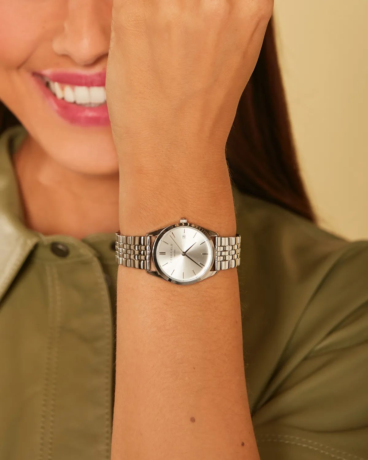 Rosefield Ace XS Silver klokke sølv 29 mm analog med dato
