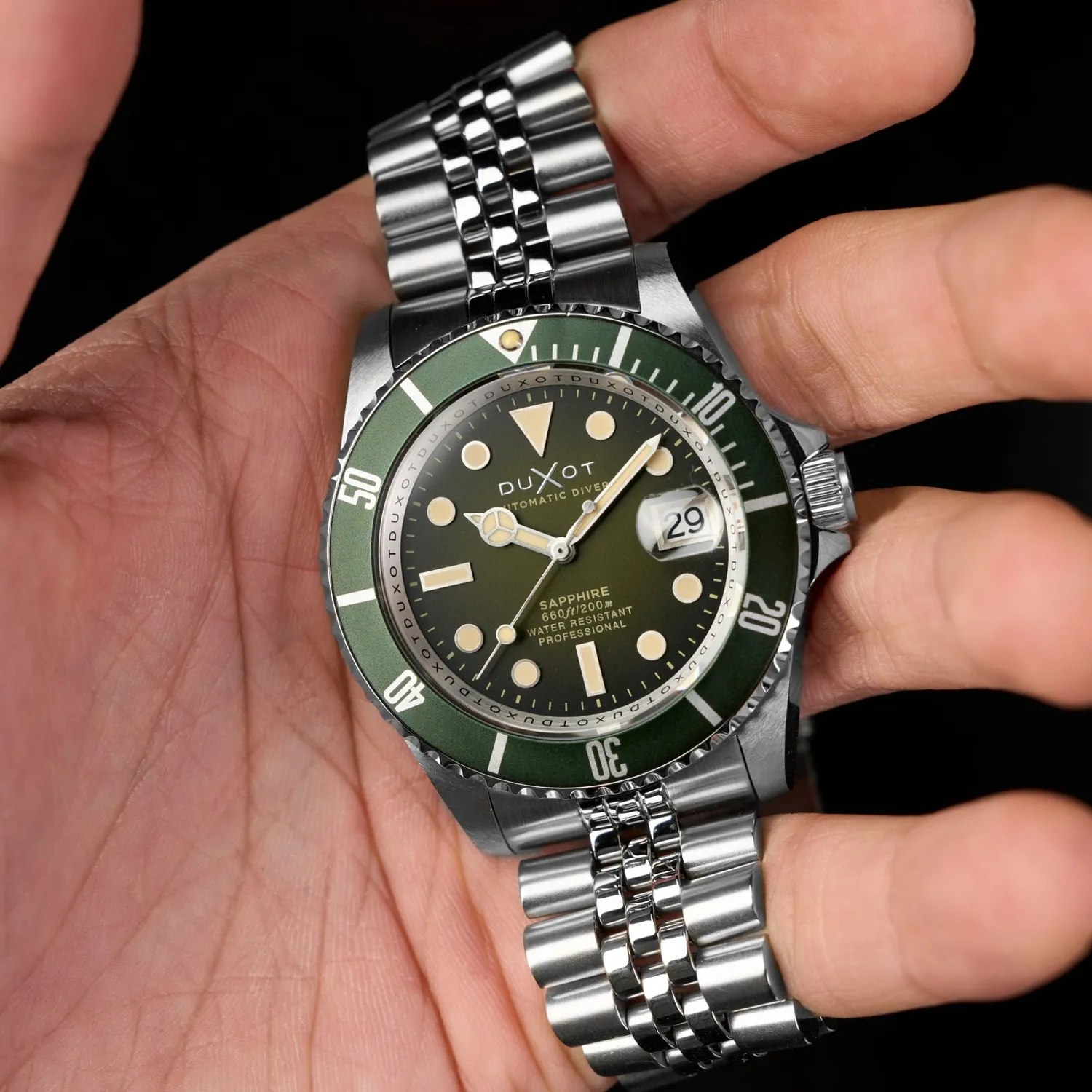 Duxot Atlantica Hunter Green automatisk dykkerklokke
