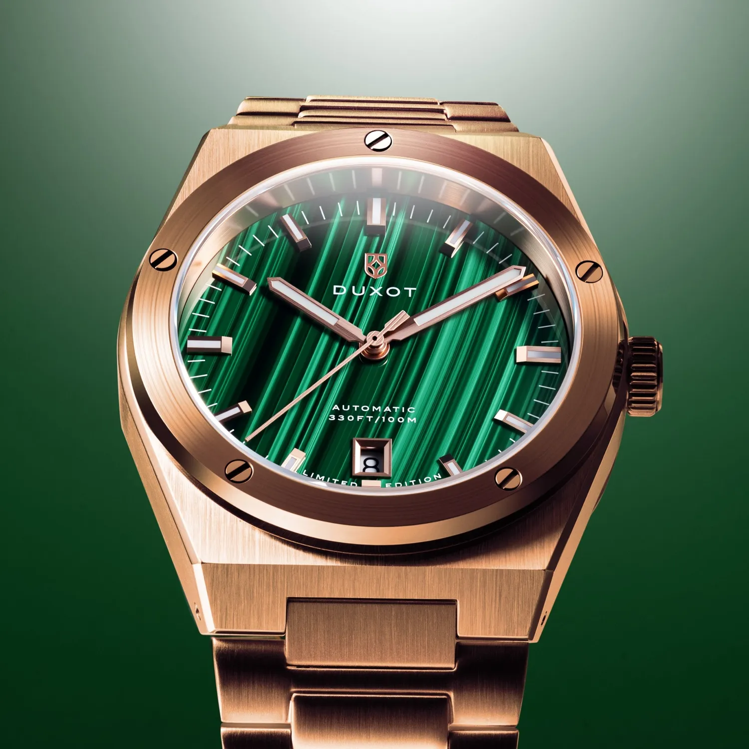 Duxot Bastia Malachite automatisk klokke naturstein