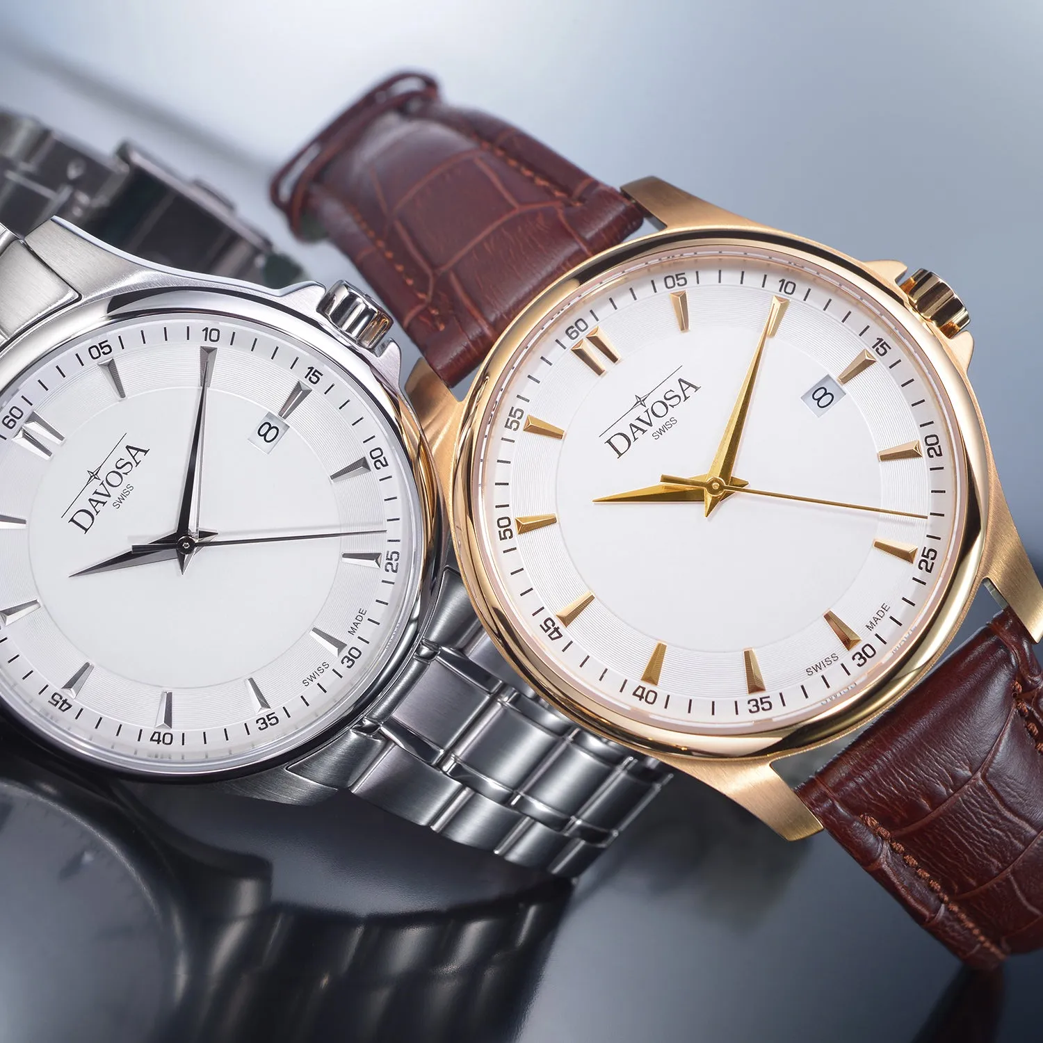 DAVOSA Classic quartz herreklokke 39 mm safirglass