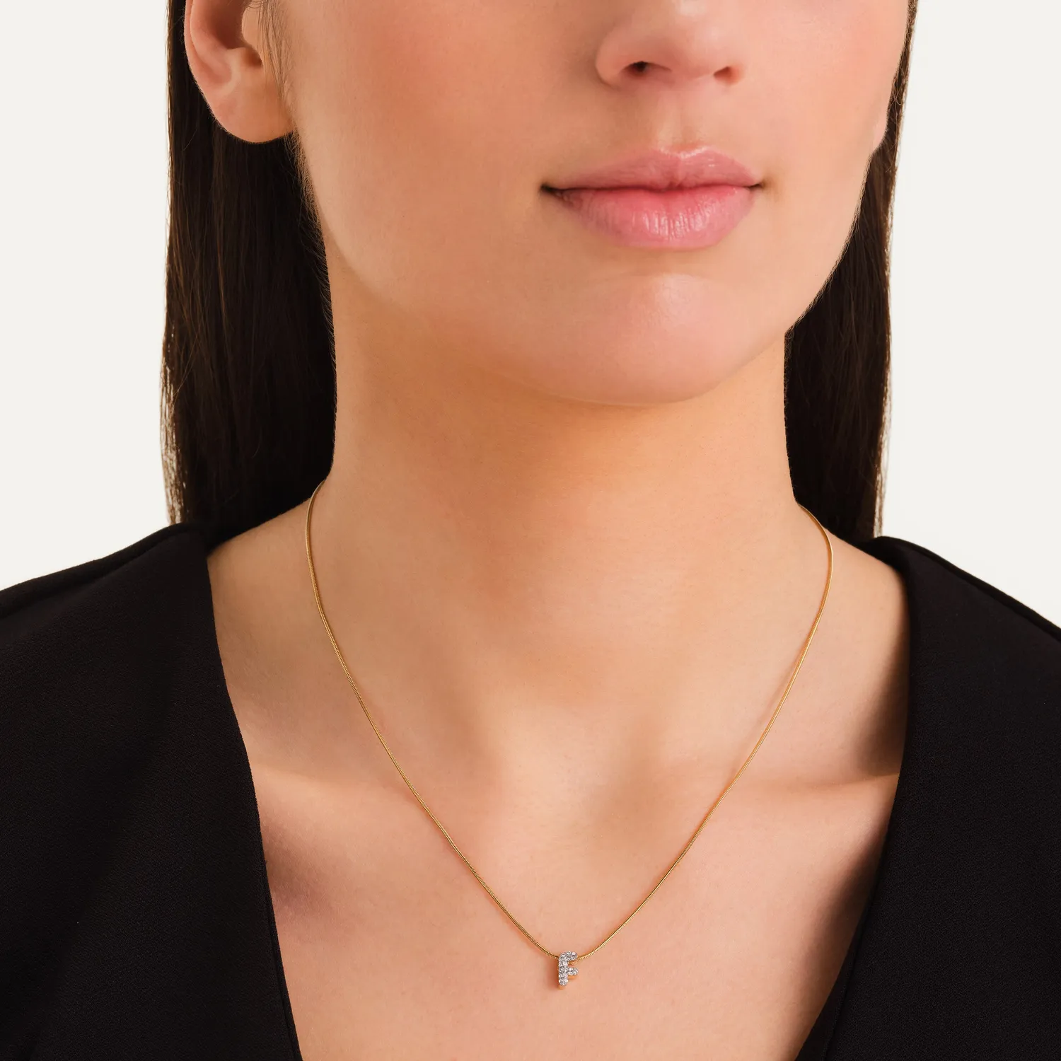Rosefield Crystal Letter F Necklace halskjede F 42–46 cm gull
