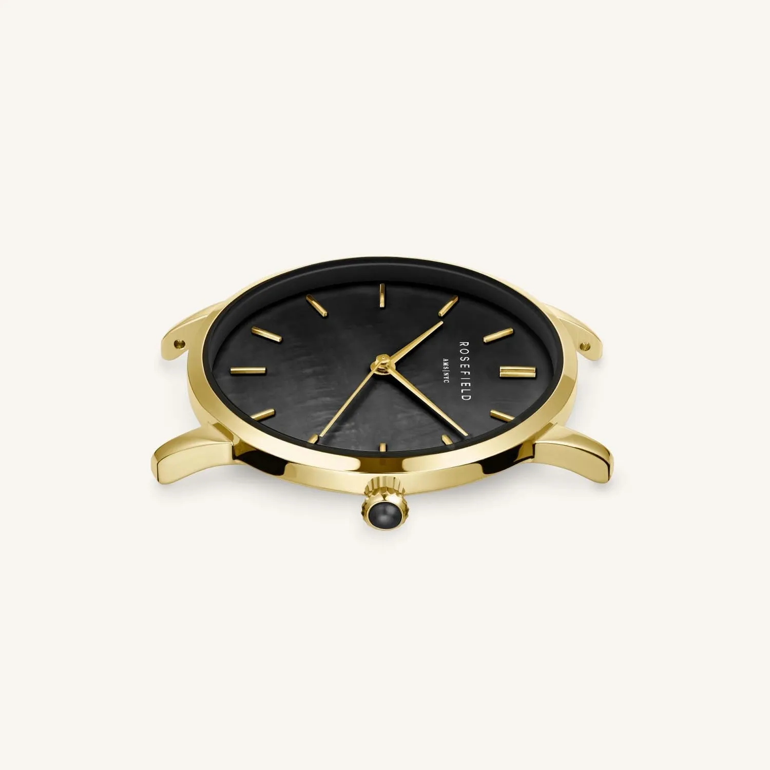 Rosefield Pearl Edit Mesh Black Gold klokke 36 mm svart gull