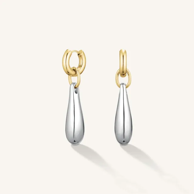 Rosefield Essentials Duotone Drop Hoops øredobber gull og sølv