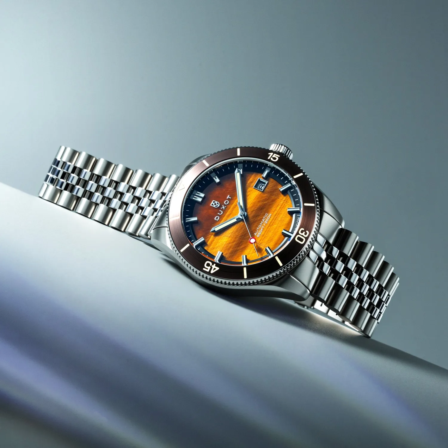 Duxot Pacifico Tiger Eye automatisk klokke steinskive